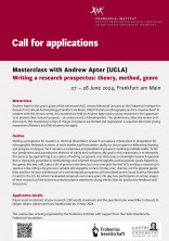 Call for Applications: Masterclass 2024 with Andrew Apter